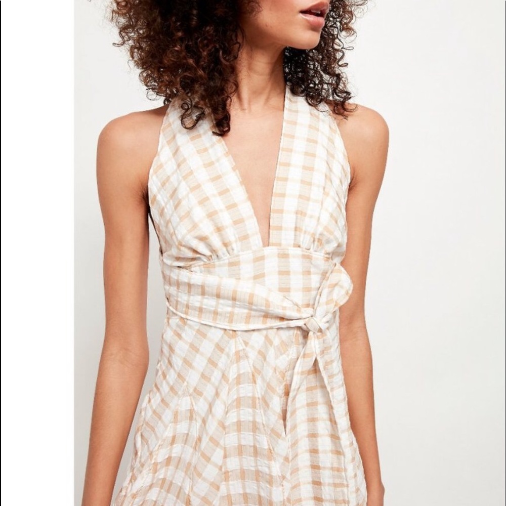 Free People ”Do the twist” plaid halter dress M